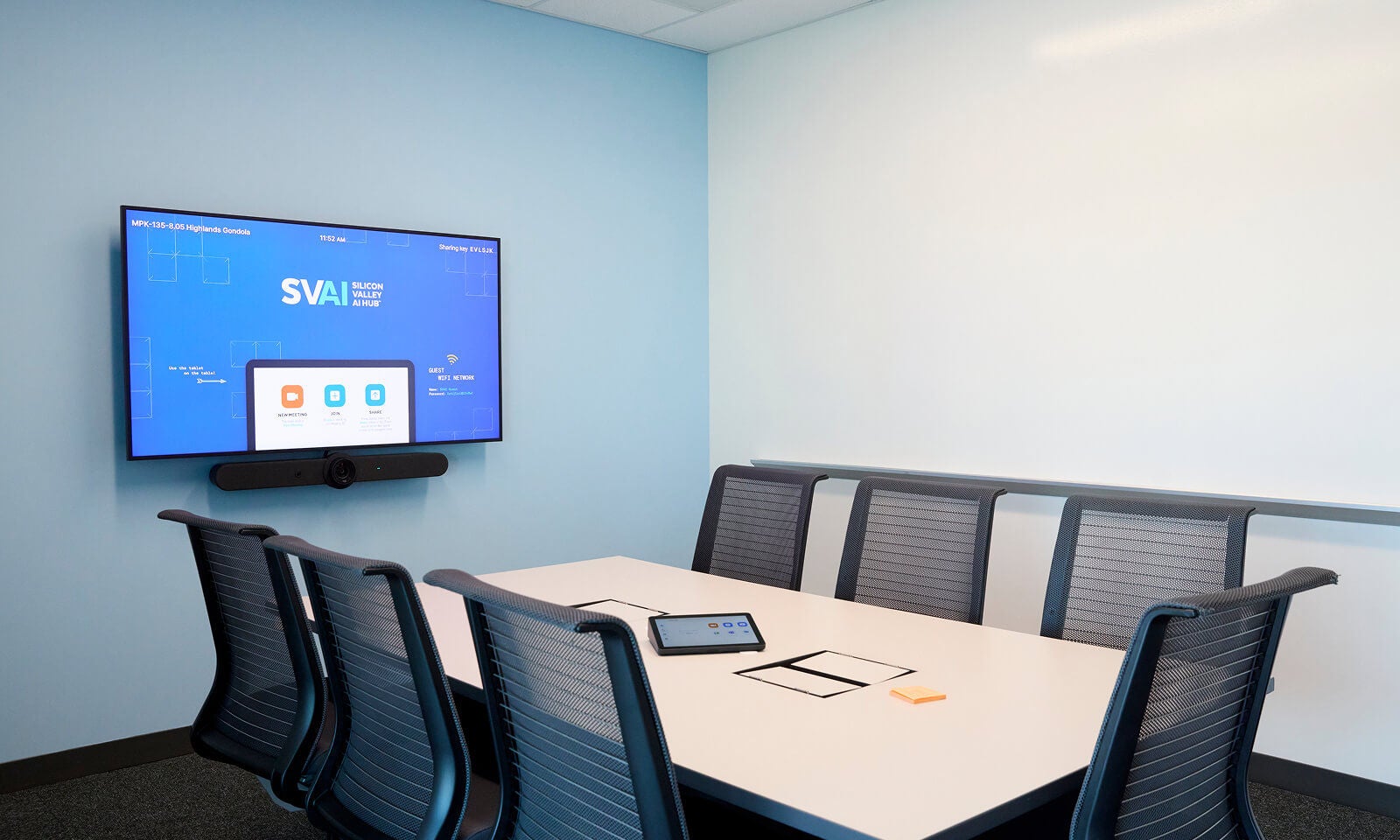 10 conference rooms perfect for 2-8 people all decked out with video conferencing and whiteboards.