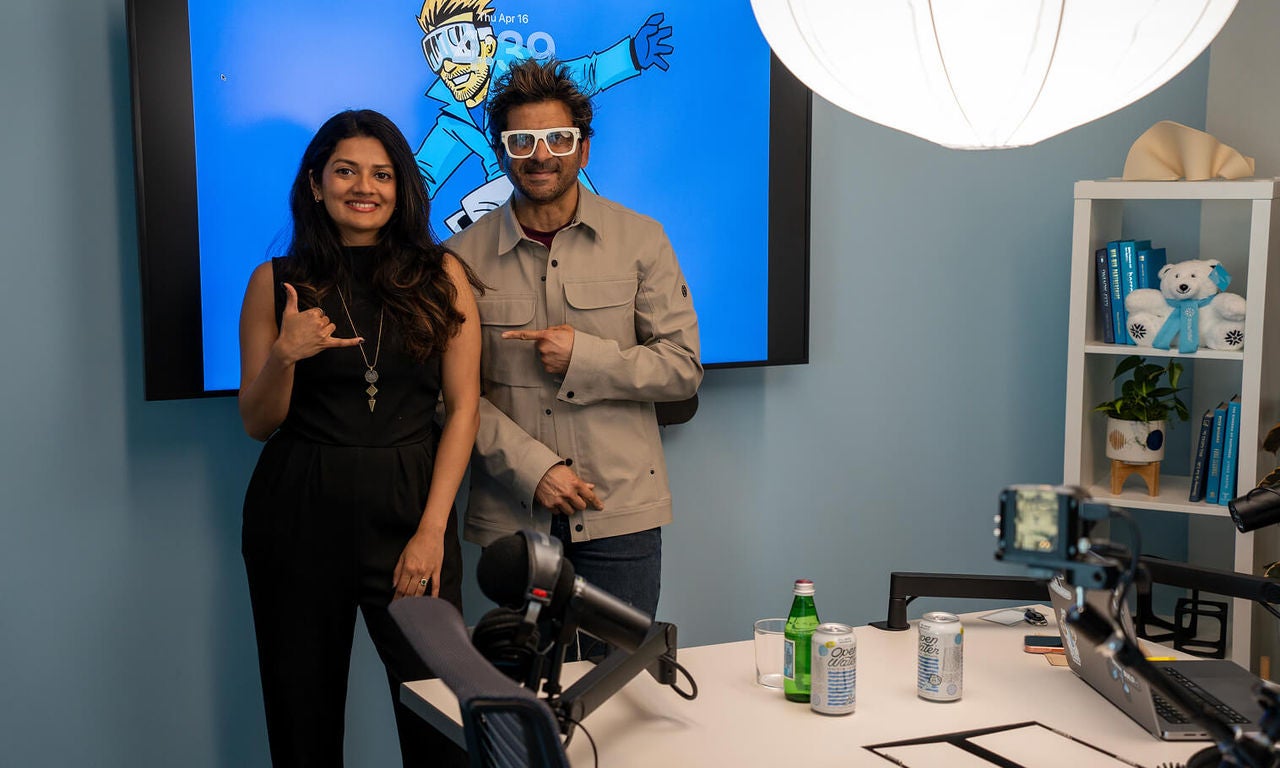 A fully equipped, professional-grade podcast studio designed for recording high-quality audio and video.