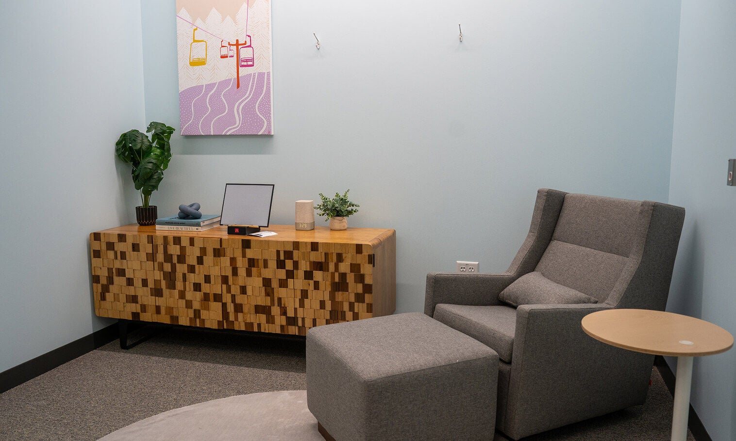 Our flex room is a quiet, comfortable space that can be used for mothers, for prayer, or just to unwind.